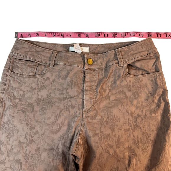 Chico’s Women’s Dark Taupe / Brown Muted Brocade Pants Chico’s Size 1 (8-10) - Picture 2 of 11